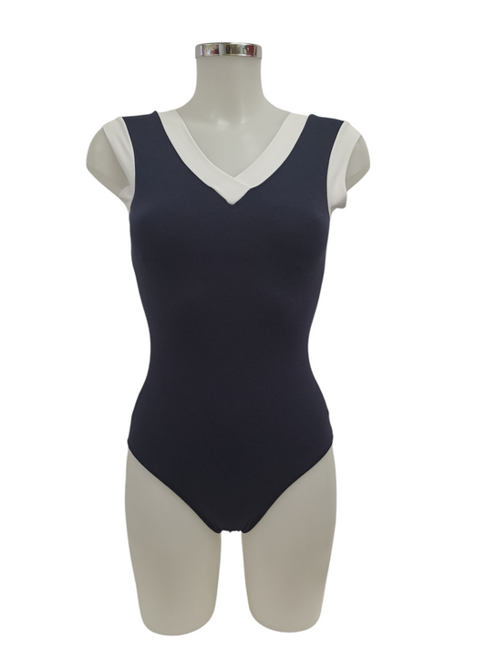 LYON | Maillot com contraste no decote "V" e cavas |  FTA090
