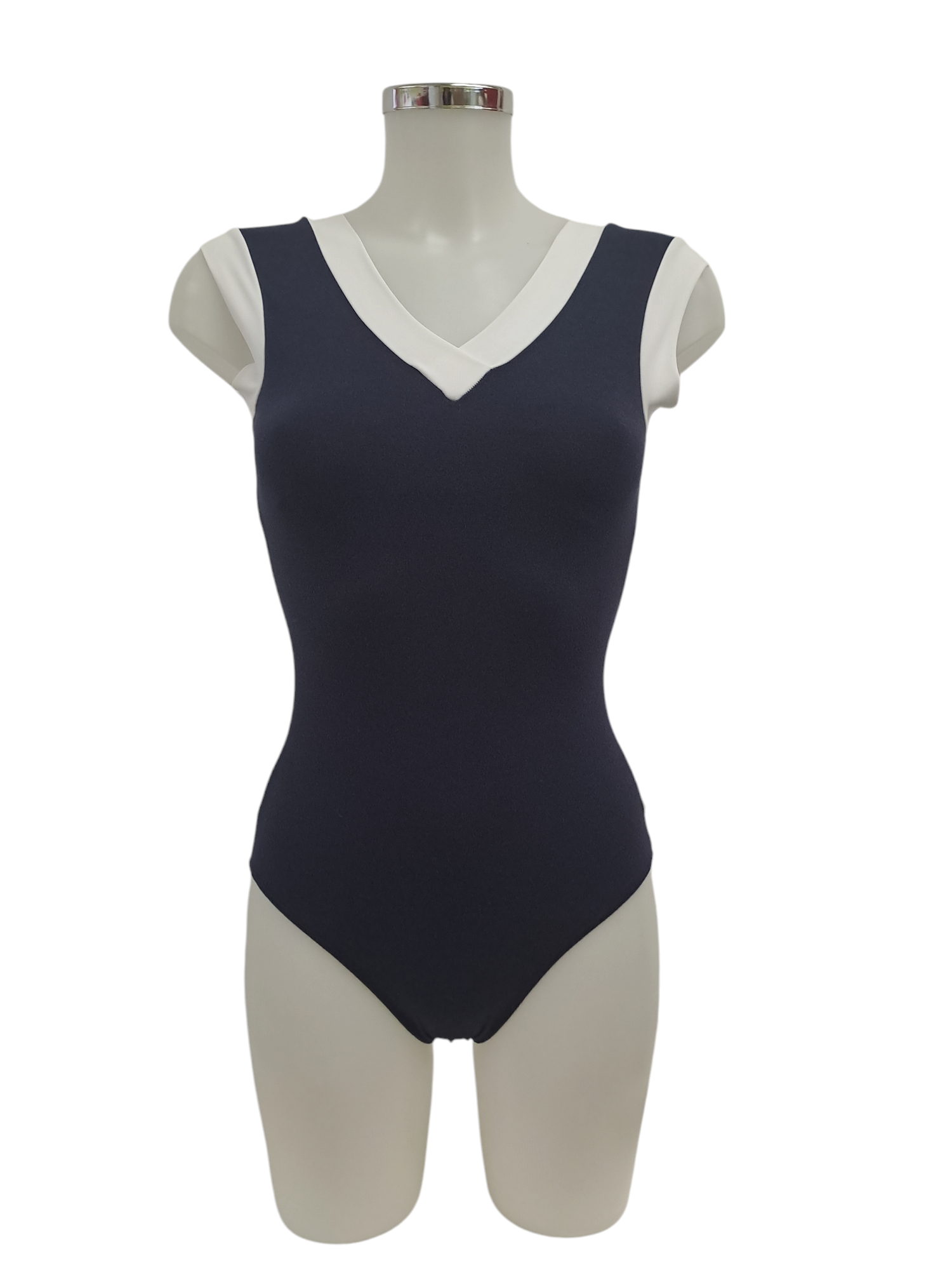 LYON | Maillot com contraste no decote "V" e cavas |  FTA090